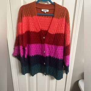 Haptics Make Your Day Magenta Honeycomb Knit Button Down Cardigan Size 1X